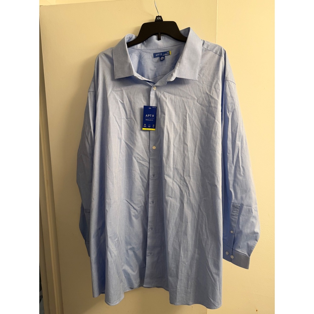 Apt 9 Mens Light Blue Long Sleeve Regular Fit Button Down Dress Shirt 4XB NWT